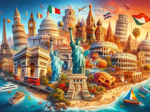 World Illustration - top ten most visited countries in the world