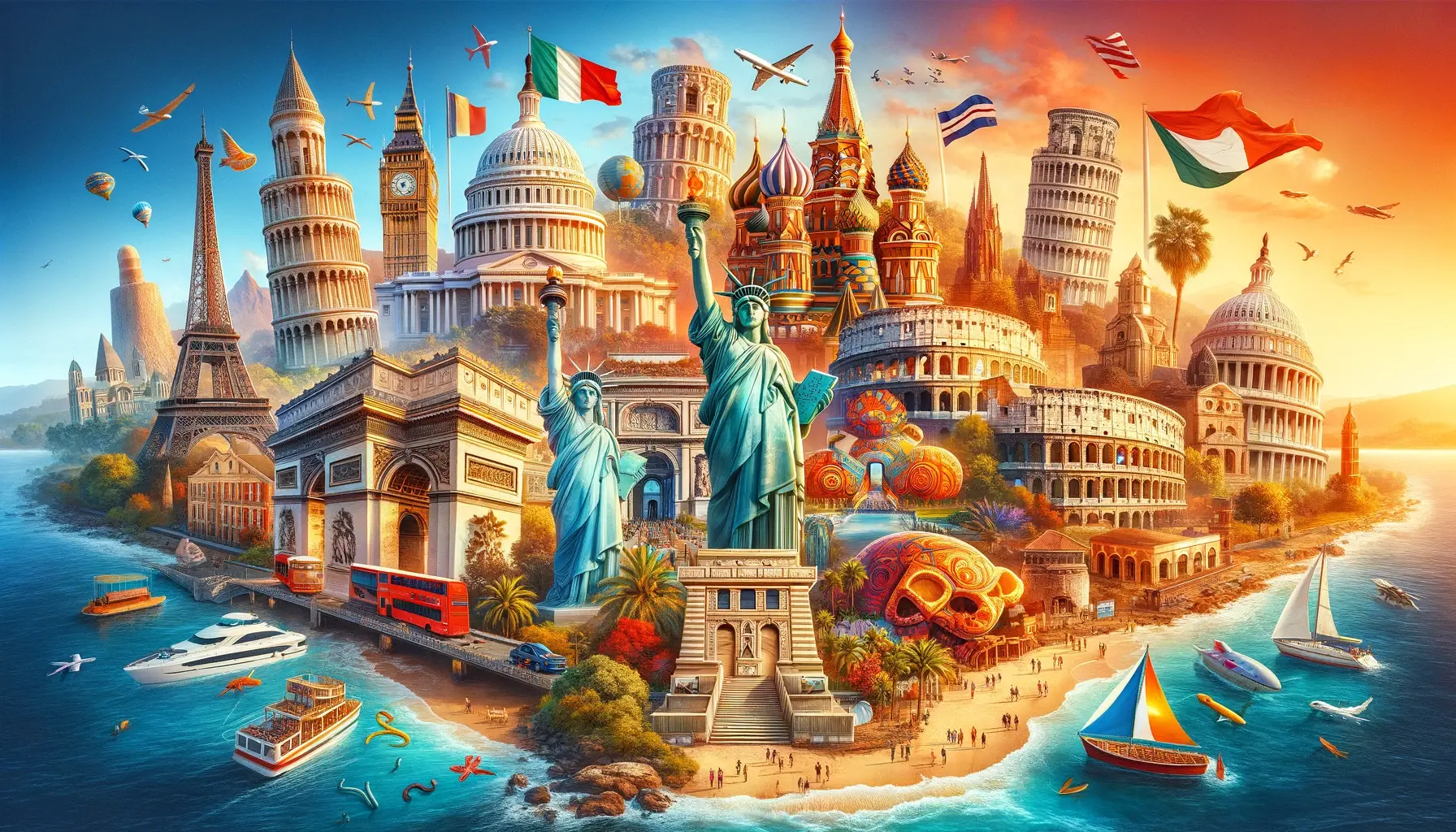 World Illustration - top ten most visited countries in the world